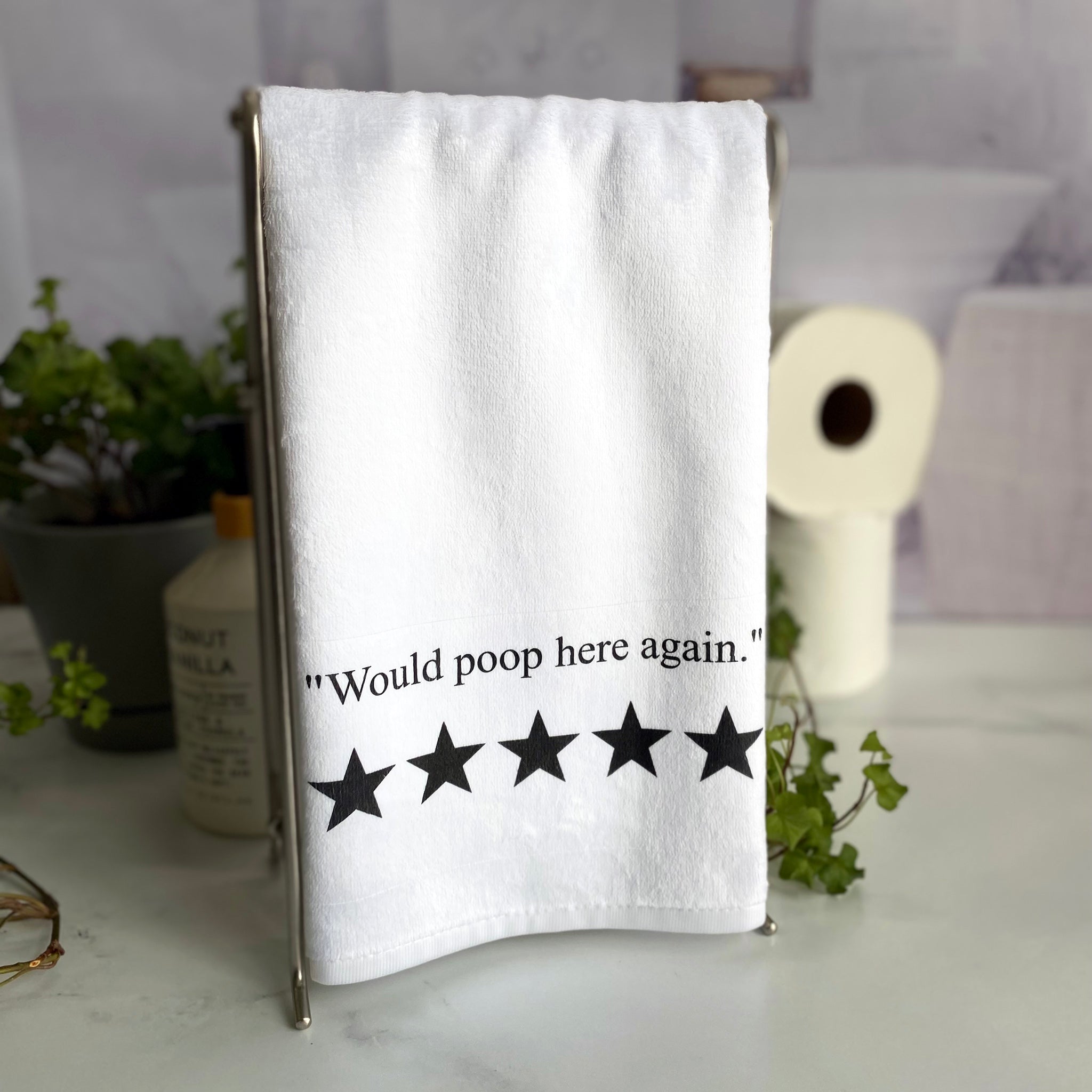 Would Poop Here Again Hand Towel - Larissa Made This