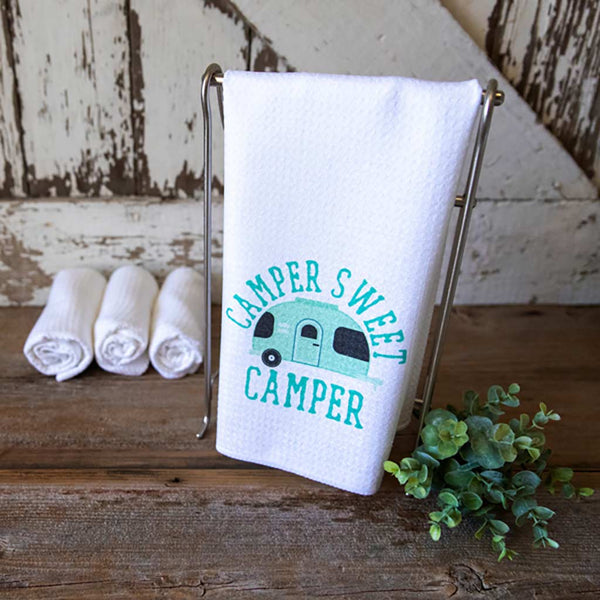 Apparently I Camp Now Funny Dish Towel - Tea Towel Camper Kitchen Deco –  Lazy Gator Tees
