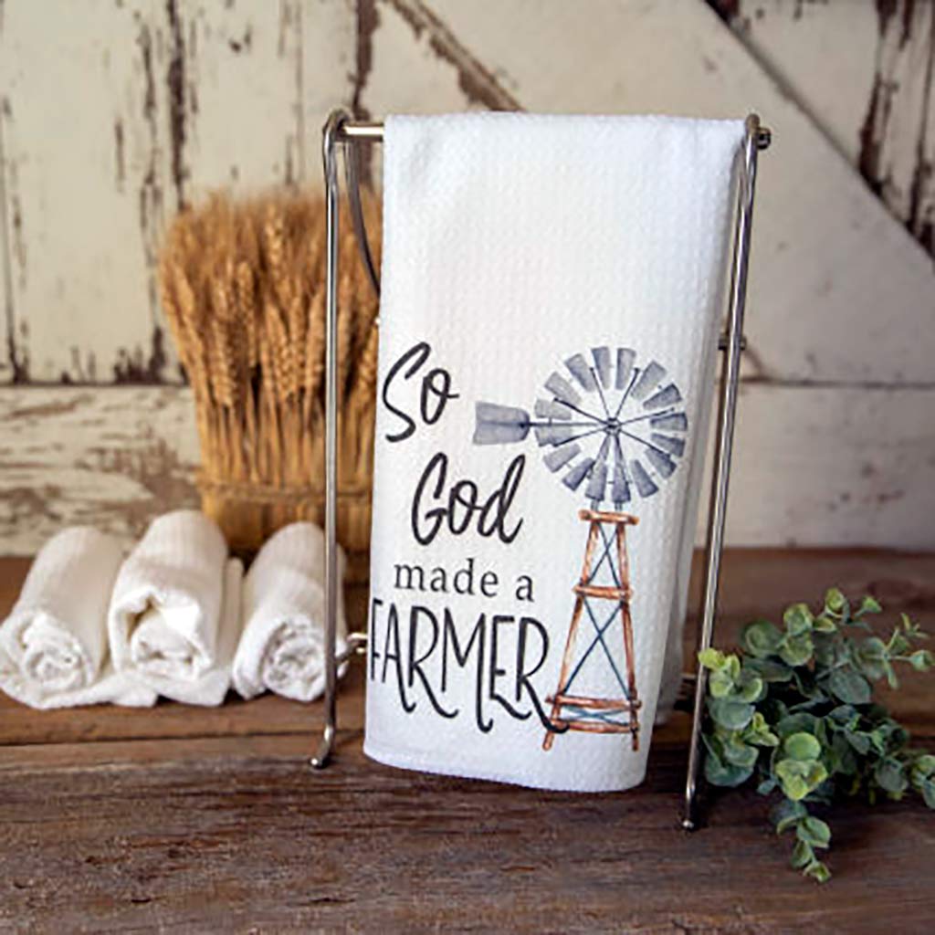 So God Made a Farmer Dishtowel with a beautiful old watercolor Windmill