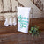 White waffle weave dish towel with the words, "Home is Wherever I am with you" in green and blue writing.