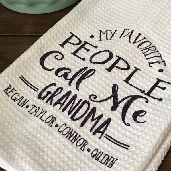 Grandkids Names Custom Tea towel, Grandchildren Personalized dish