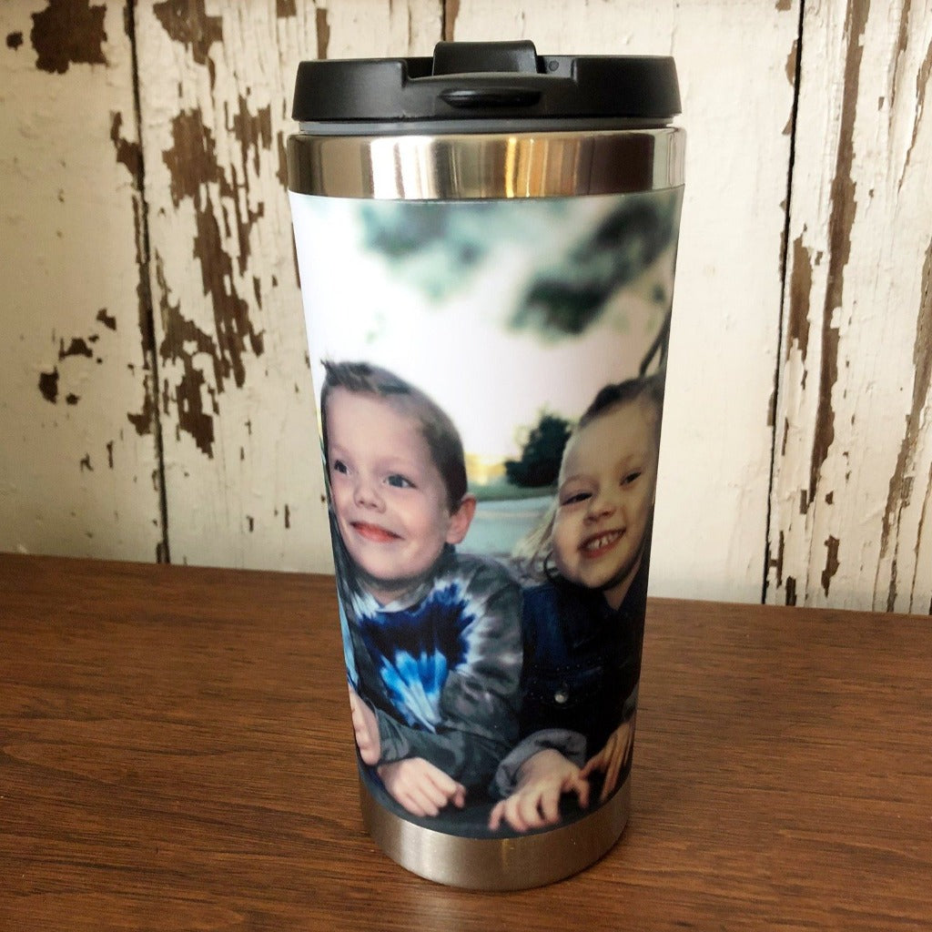 Stainless Steel Drink Tumbler with A Photo of Children printed on it.